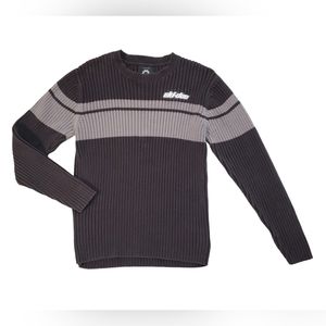 Bombardier Ski Doo Ribbed Knit Sweater Mens L Crew Neck Pullover Grey Stretch